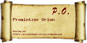 Promintzer Orion névjegykártya